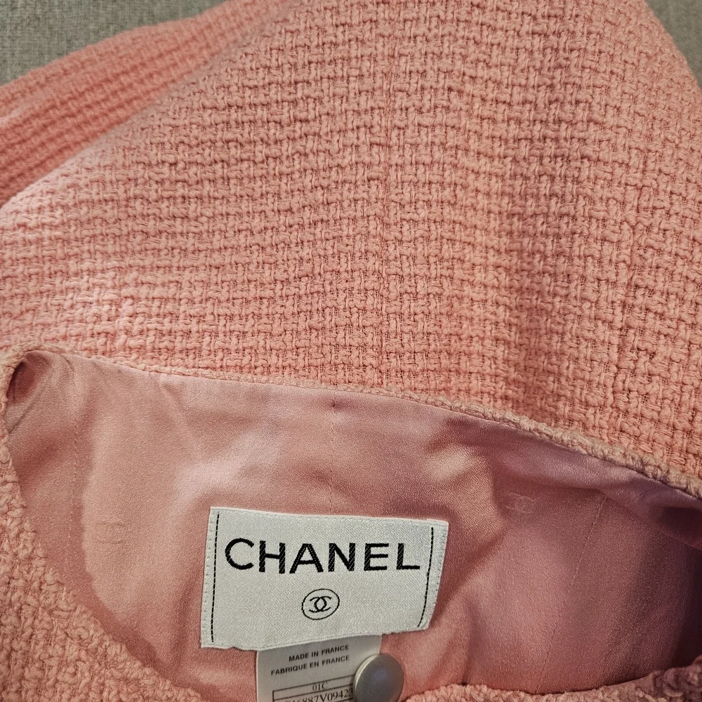 CHANEL Pink Textured Midi Dress